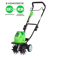 Культиватор аккумуляторный Greenworks G40TL 40V (20/25 см) c АКБ 2 Ач с USB + ЗУ 4А двойное